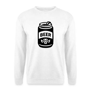 Bierdose Schwarz Symbol - Unisex Pullover - Weiß - Vorne - Alina (178cm) & Michal (187cm)