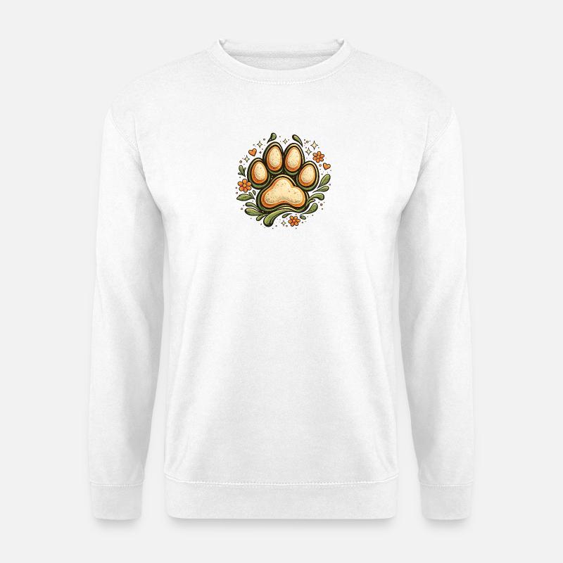 Hundepfote im Blumenkranz - Unisex Pullover - Weiß