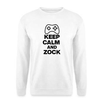 KEEP CALM AND ZOCK! GAMING GAMER KONSOLE PC black - Unisex Pullover - Weiß - Vorne