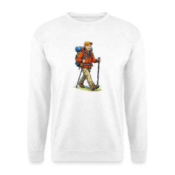 Adventurous hiker with backpack - Unisex Sweatshirt - white - Front