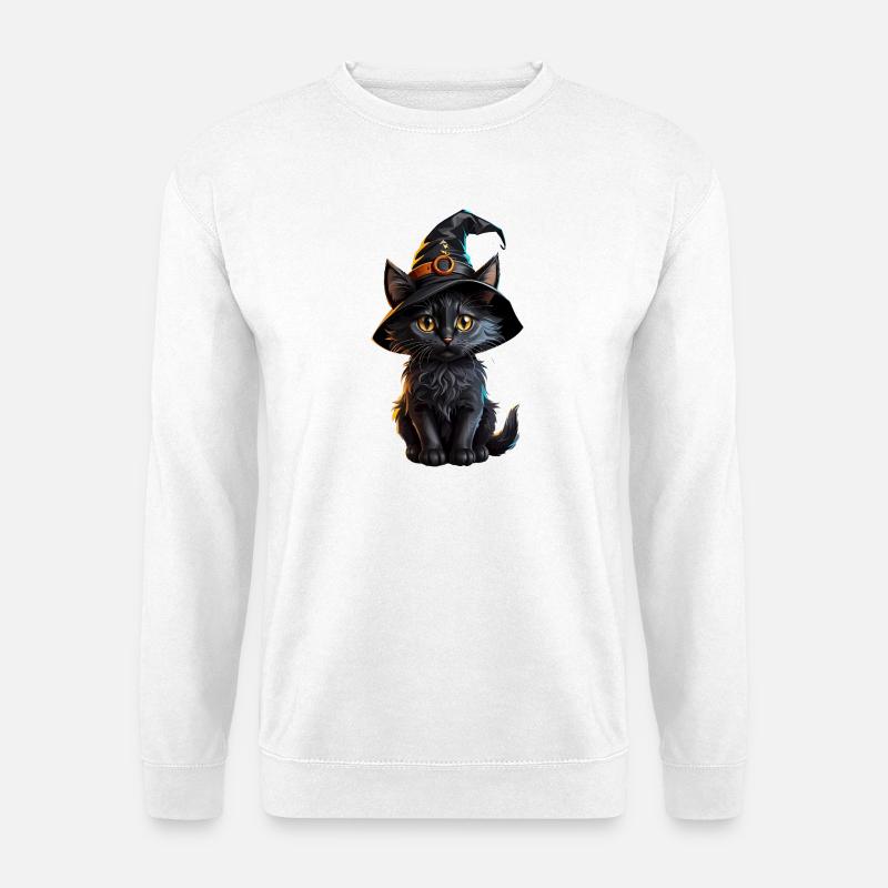 Witch kitten in a magic hat - Unisex Sweatshirt - white