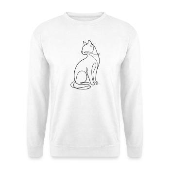 Einzeilige sitzende Katzensilhouette - Unisex Pullover - Weiß - Vorne
