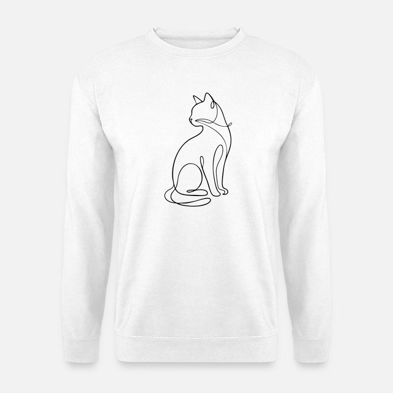 One-Line Sitting Cat Silhouette - Unisex Sweatshirt - white