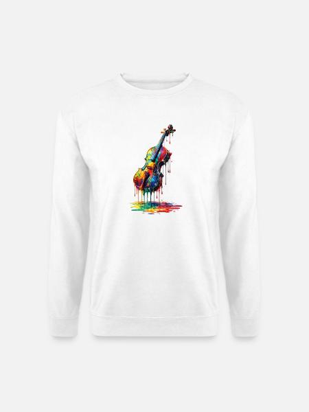 Violin med dryppende maling - Unisex sweater - hvid