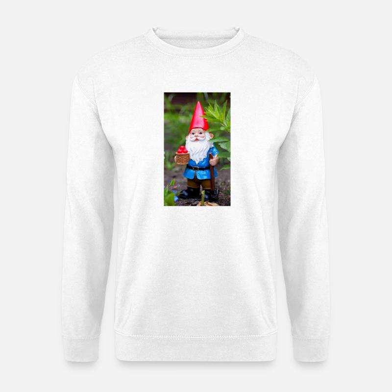 Garden gnome with basket - Unisex Sweatshirt - white