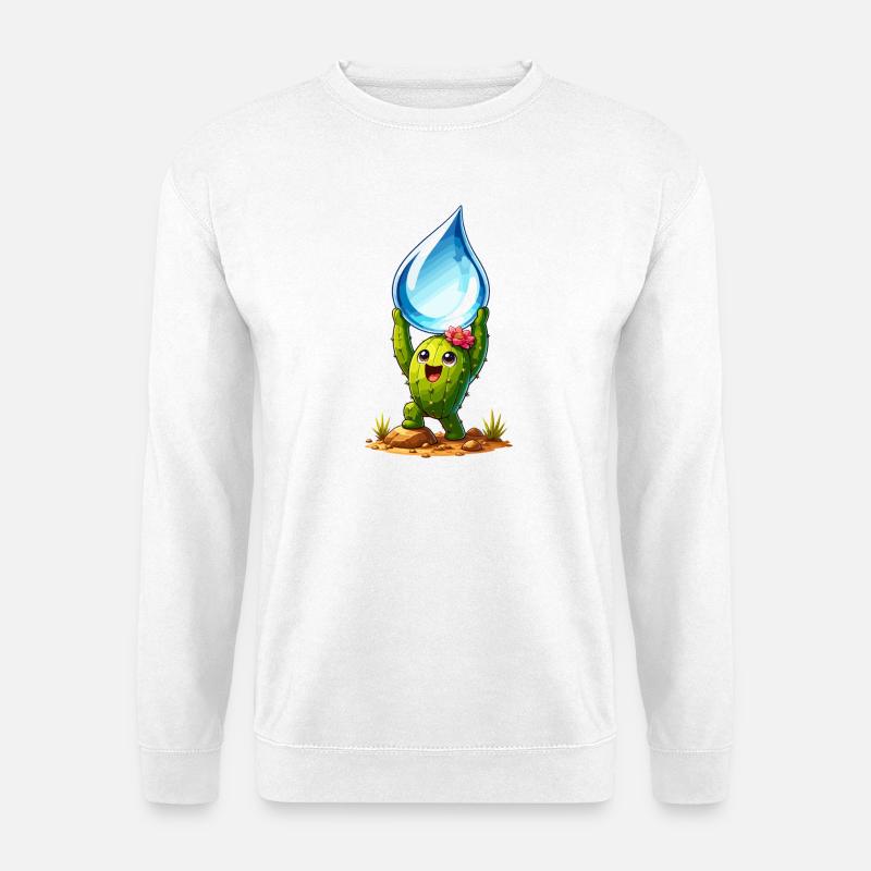 Cactus with Wasserklaer drops - Unisex Sweatshirt - white