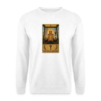 Kranführer | Baustelle Kran Tarot - Unisex Pullover - Weiß - Vorne - Alina (178cm) & Michal (187cm)