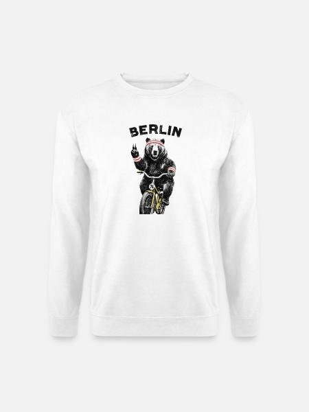 Berlin Bär auf Fahrrad - Unisex Pullover - Weiß