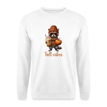 Herbstvibes Waschbär mit Kürbis und Kaffee - Unisex Pullover - Weiß - Vorne