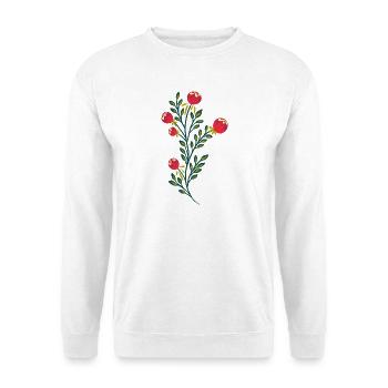 Granatapfelzweig Florales Muster - Unisex Pullover - Weiß - Vorne - Alina (178cm) & Michal (187cm)