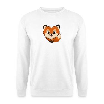 Kuscheliger Fuchs Cartoon - Unisex Pullover - Weiß - Vorne - Alina (178cm) & Michal (187cm)