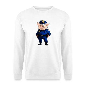 Schweine Polizei / Polizistin Schwein - Unisex Pullover - Weiß - Vorne - Alina (178cm) & Michal (187cm)