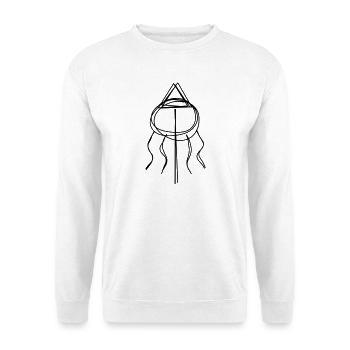Maibaum handgezeichnet - Unisex Pullover - Weiß - Vorne - Alina (178cm) & Michal (187cm)