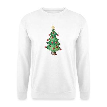 Aquarell-Weihnachtsbaum-Ornamente - Unisex Pullover - Weiß - Vorne - Alina (178cm) & Michal (187cm)