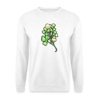 Aquarellklee-Blüten - Unisex Pullover - Weiß - Vorne - Alina (178cm) & Michal (187cm)