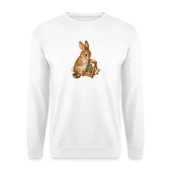 Kaninchen webt ein Perlenarmband - Unisex Pullover - Weiß - Vorne - Alina (178cm) & Michal (187cm)
