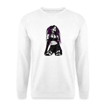 Gothic Punk Diva mit Neonmagenta Akzenten - Unisex Pullover - Weiß - Vorne - Alina (178cm) & Michal (187cm)