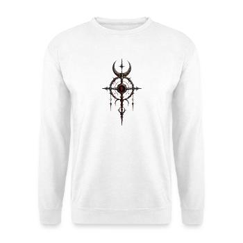 Der Karmesinrote Wächter – Altes okkultes Siegel - Unisex Pullover - Weiß - Vorne - Alina (178cm) & Michal (187cm)