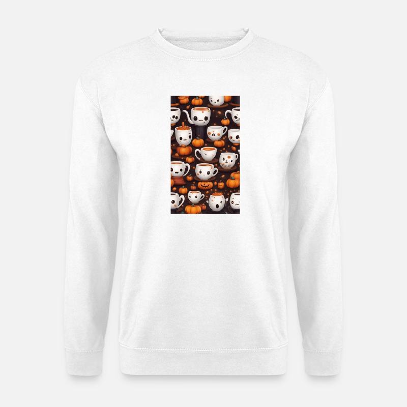 Süße und makabre Halloween-Kaffees - Unisex Pullover - Weiß