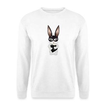 cute white rabbit with mask and heart - Unisex Sweatshirt - white - Front