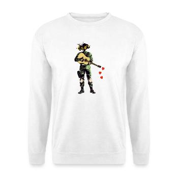 Soldier with flower wreath and guitar - Unisex Sweatshirt - white - Front