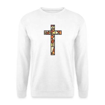 Buntglas-Kreuz - Unisex Pullover - Weiß - Vorne