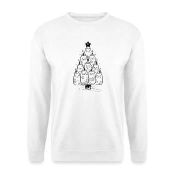 Arbre de Noël amusant fait de chats avec des bougies et des boules de Noël - Sweat-shirt Unisexe - blanc - Devant