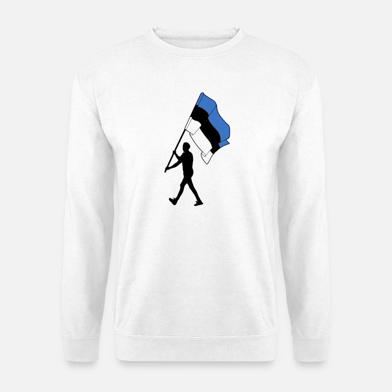 Flagge Estland Mann geht - Unisex Pullover - Weiß