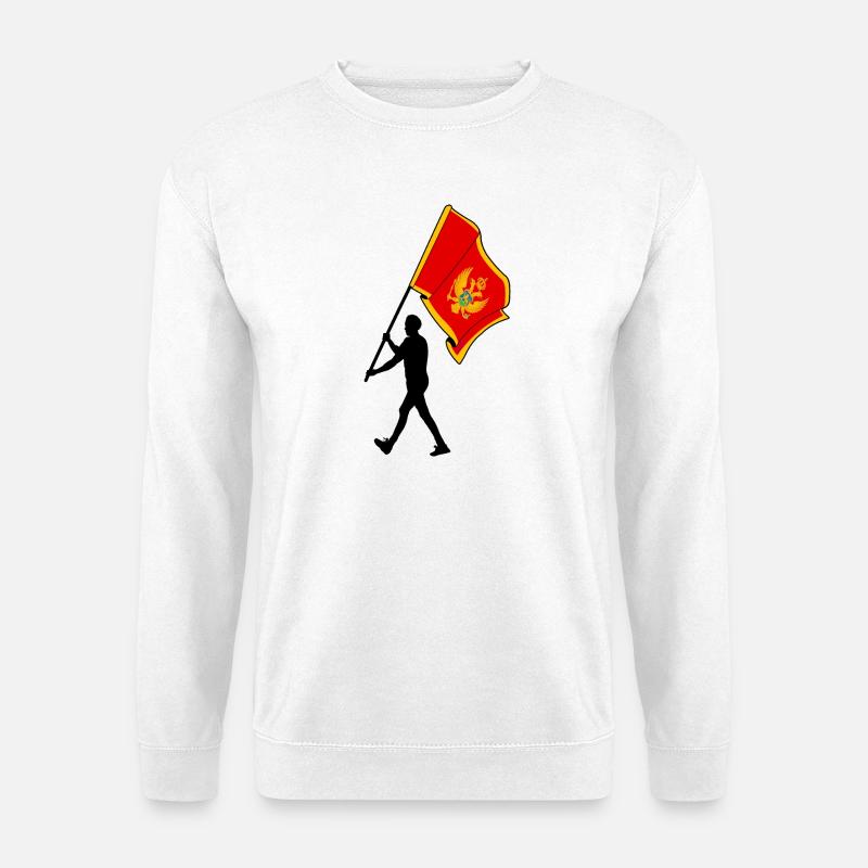Flagge Montenegro Mann zu Fuß - Unisex Pullover - Weiß