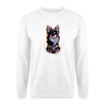  Chihuahua Illustration: Elegantes Hunde-Porträt - Unisex Pullover - Weiß - Vorne
