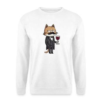Chat de la Mafia avec du vin | Illustration humoristique - Sweat-shirt Unisexe - blanc - Devant