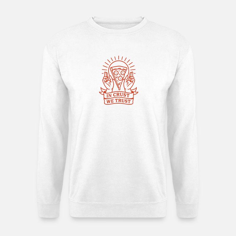 In Crust We Trust – Lustiges Pizza Design - Unisex Pullover - Weiß