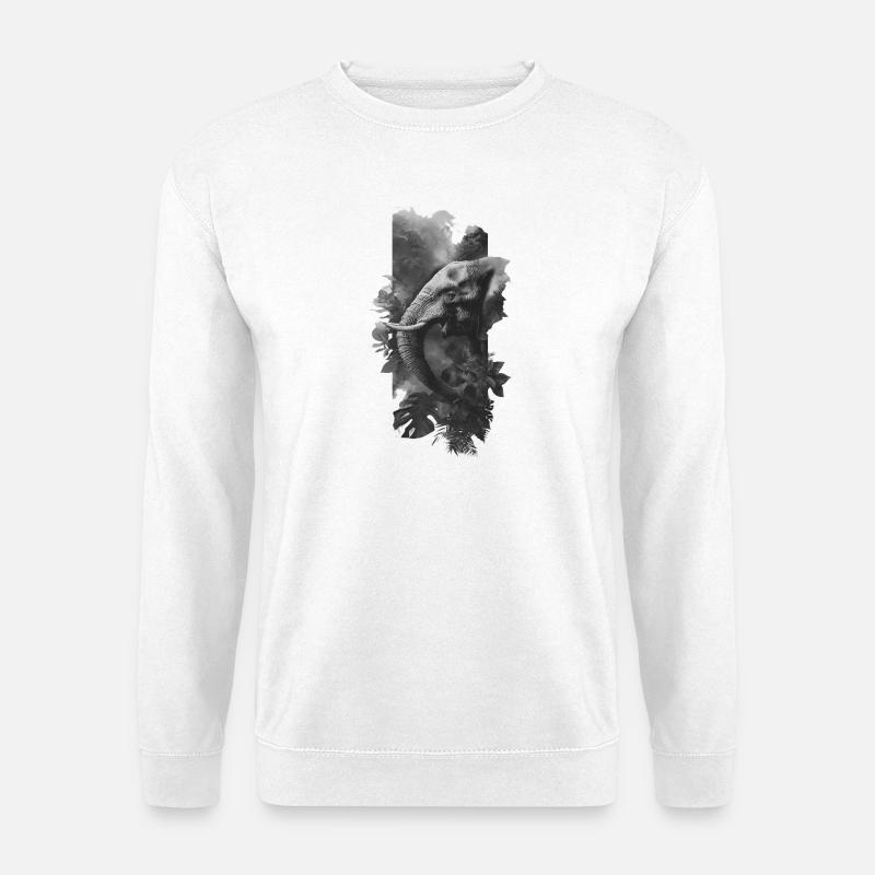 Grey Elephant in jungle collage - Unisex Sweatshirt - white