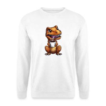 Morning grouch T-Rex Dino with coffee :) - Unisex Sweatshirt - white - Front