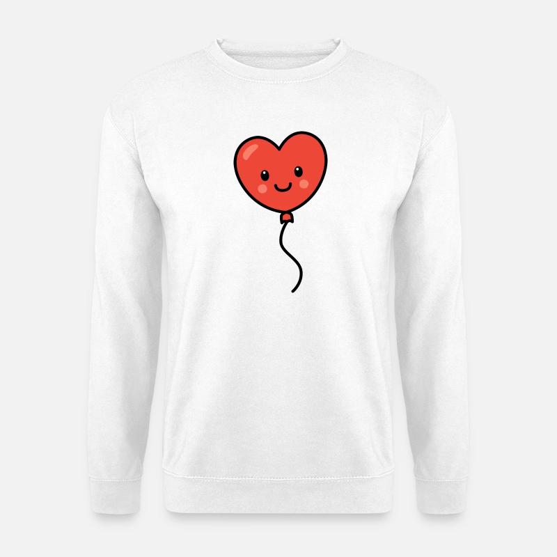 Roter kawaii Herz Luftballon - Unisex Pullover - Weiß