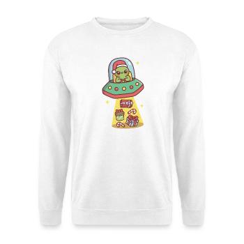 Funny Alien In UFO Abducts Christmas Presents - Unisex Sweatshirt - white - Front