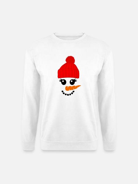 Schneemann mit rotem Hut - Unisex Pullover - Weiß