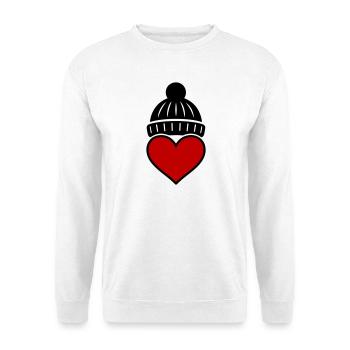 Herz Winter Mütze Liebe - Unisex Pullover - Weiß - Vorne