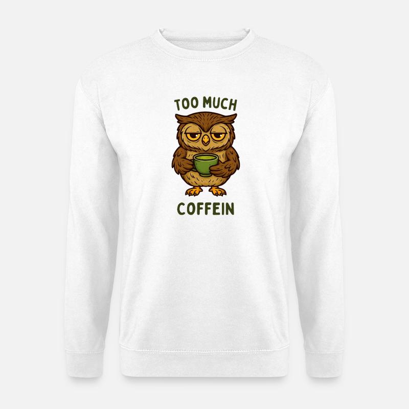 Nickernde Eule mit Kaffeebecher - Unisex Pullover - Weiß