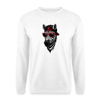 Cool zebra with cap and sunglasses - Unisex Sweatshirt - white - Front