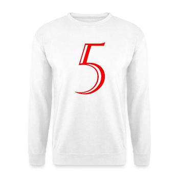 5. JUBILÄUM. 5 JAHRE. 5. JUBILÄUM. KIND - Unisex Pullover - Weiß - Vorne - Alina (178cm) & Michal (187cm)