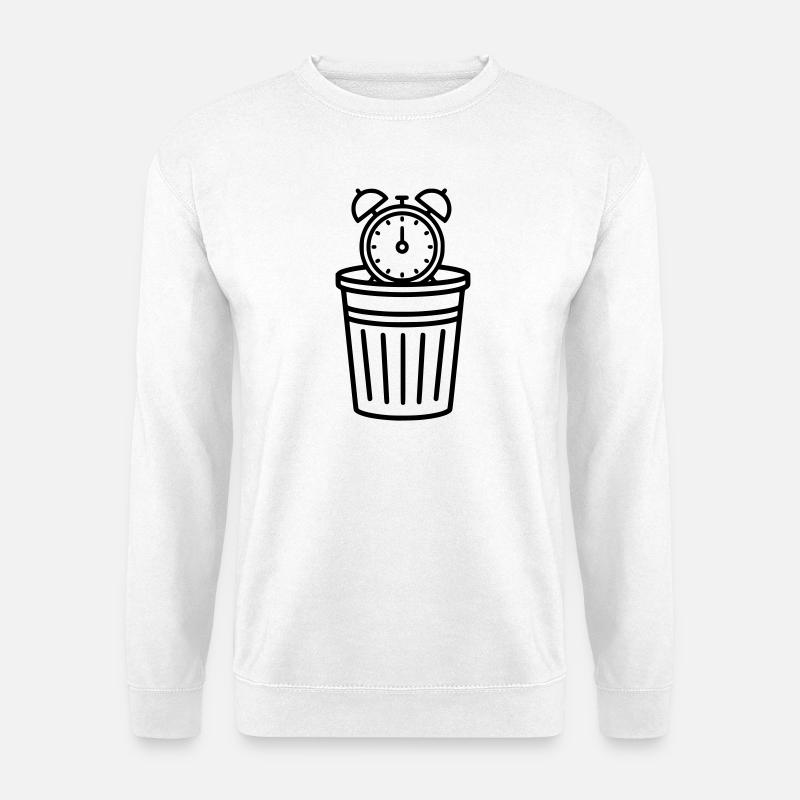 Wecker im Mülleimer Zeit - Unisex Pullover - Weiß