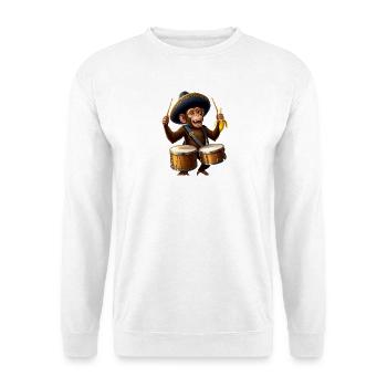 Banana Beat : Tambour singe en sombrero - Sweat-shirt Unisexe - blanc - Devant