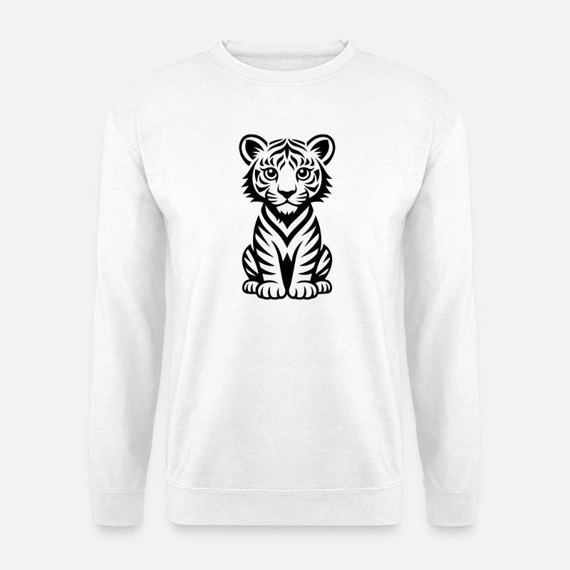 Minimal linear tiger for textiles - Unisex Sweatshirt - white