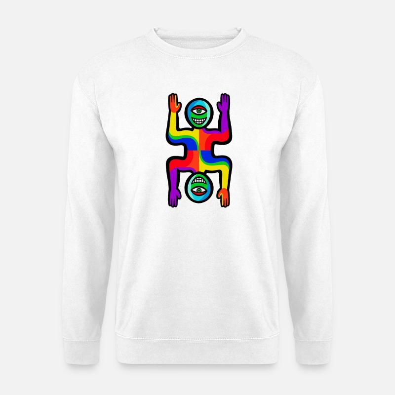 Rainbow Two Faces Figure - Unisex Sweatshirt - white