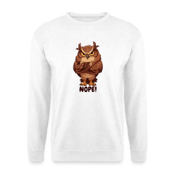 Nope! Grimmige Eule mit Attitüde - Unisex Pullover - Weiß - Vorne