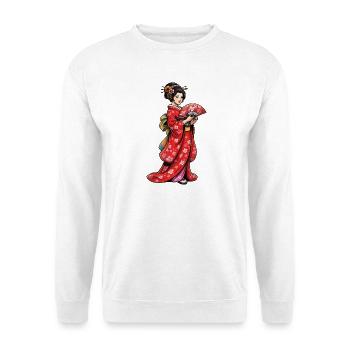 Geisha in cherry blossom kimono - Unisex Sweatshirt - white - Front