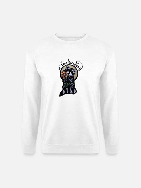 Waschbär-Sonnenblumen-Halo - Unisex Pullover - Weiß