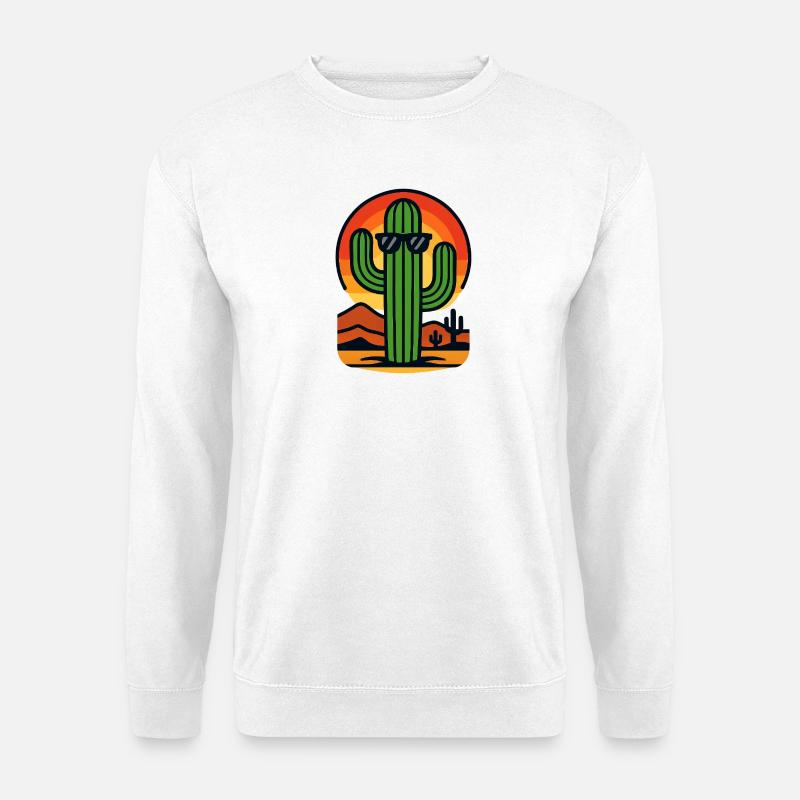 Cactus in sunset with sunglasses - Unisex Sweatshirt - white