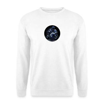 Voiture de course bleue sur moto sport - Sweat-shirt Unisexe - blanc - Devant